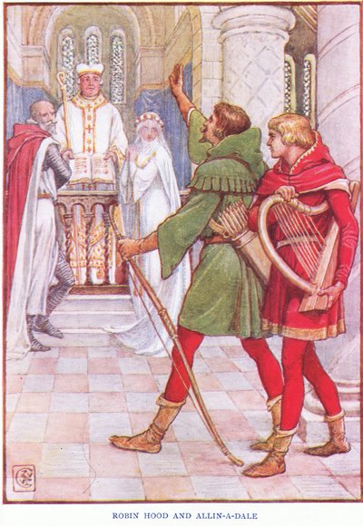 Robin Hood and Alan-a-Dale, c.1920 by Walter Crane