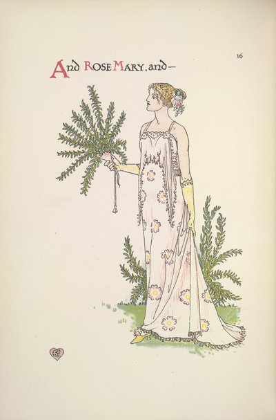 Rose Mary, a Young Woman Holding a Plant by Walter Crane