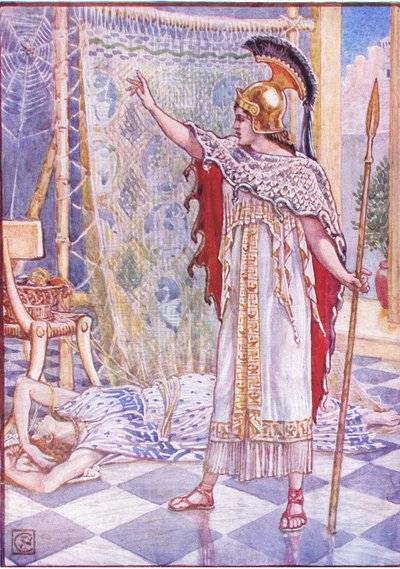 She changed her into a spider, illustration from The Story of Greece by Walter Crane