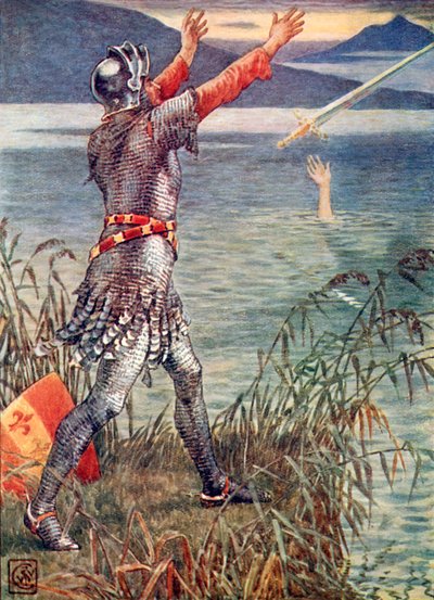 Sir Bedevere Casts the Sword Excalibur into the Lake by Walter Crane