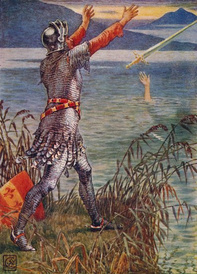Sir Bedivere Casts the Sword Excalibur into the Lake by Walter Crane