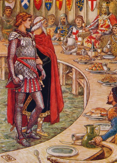 Sir Galahad is brought to the Court of King Arthur, 1911 by Walter Crane