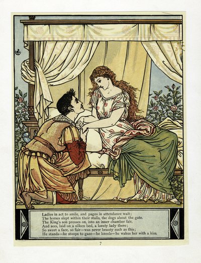 The Prince Wakes Beauty, from The Blue Beard Picture Book, pub. 1879 by Walter Crane