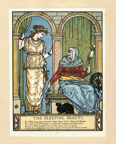 The Princess Learns to Spin, from The Blue Beard Picture Book by Walter Crane
