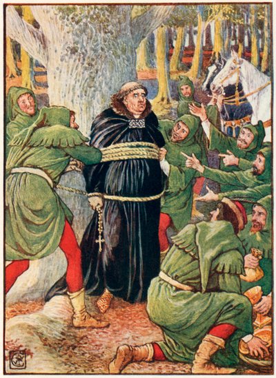 The abbot of Saint Maries taken by Robin Hood by Walter Crane