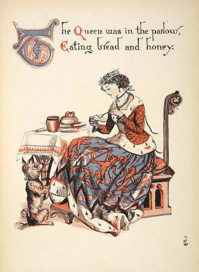 The queen was in the parlour, eating bread and honey by Walter Crane