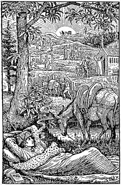 Travels with a Donkey in the Cevennes by Robert Louis Stevenson, Frontispiece of the First English Edition (1879) by Walter Crane
