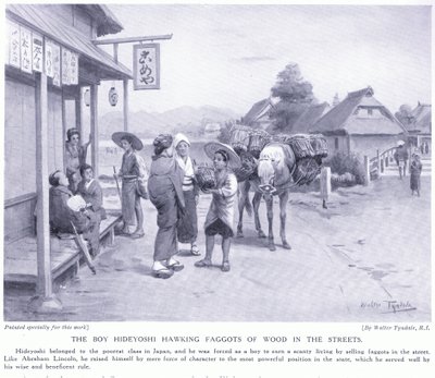 The boy Hideyoshi hawking faggots of wood in the streets by Walter Frederick Roofe Tyndale