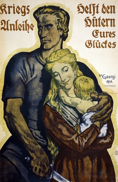 World War I 1914-1918. German poster for subscribers to War Loan bonds by Walter Georgi