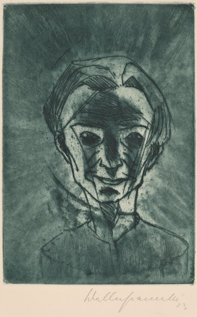 Smiling Head, Self-portrait by Walter Gramatte