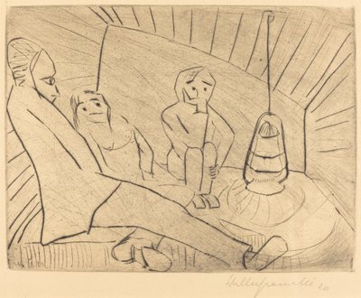 Three People in an Atelier by Walter Gramatte