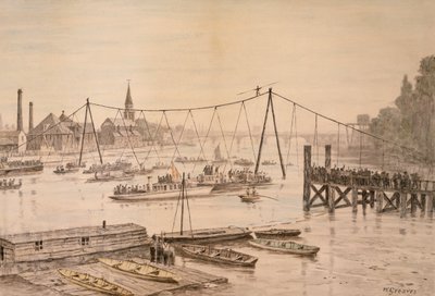 Charles Blondin crossing the Thames on a tightrope, London by Walter Greaves
