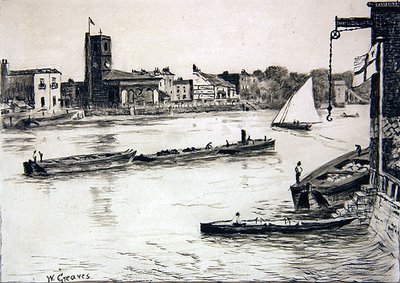 Chelsea Old Church from Battersea by Walter Greaves