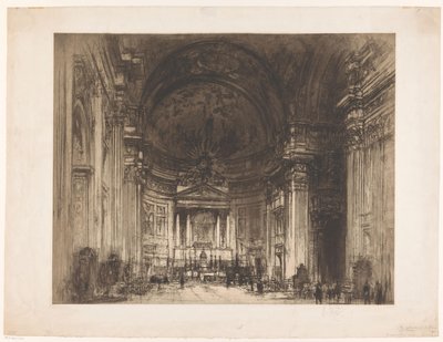 View of the Interior of the Santissimo Nome di Gesù in Rome by Walter Hilton Nash (signed by artist)