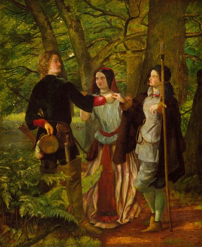 As You Like It - Act IV Scene I - Rosalind Tutoring Orlando in the Ceremony of Marriage or The Mock Marriage of Orlando and Rosalind by Walter Howell Deverell
