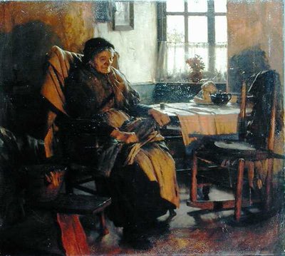 In the Firelight by Walter Langley