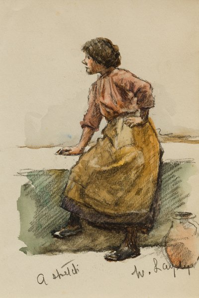 Study of a Girl on a Harbour Wall by Walter Langley
