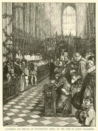 Christmas Day Service in Westminster Abbey, in the Time of Queen Elizabeth by Walter Paget