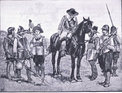 Types of Cromwellian Soldiery, illustration from The History of the British People by Walter Paget