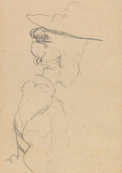Head and Shoulders of a Woman in a Hat, in Lost Profile, to Right by Walter Richard Sickert