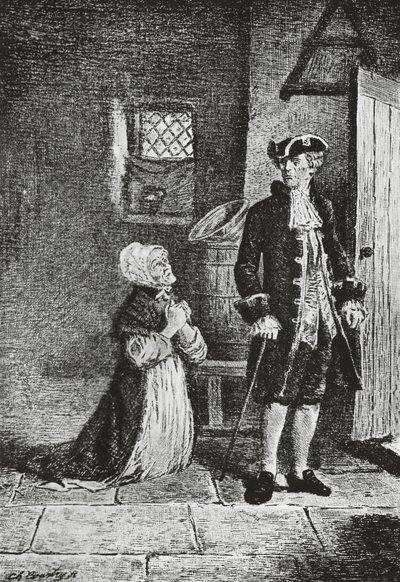 Elspeth and Lord Glenallan, illustration for Antiquary, historical novel by Walter Scott by Walter Scott
