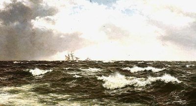 Seascape with Ships in Mid Channel by Walter Shaw