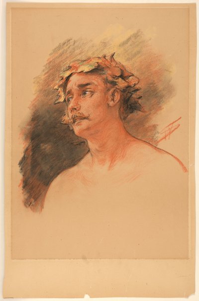 Bust of Man Crowned with Vine Wreath by Walter Shirlaw