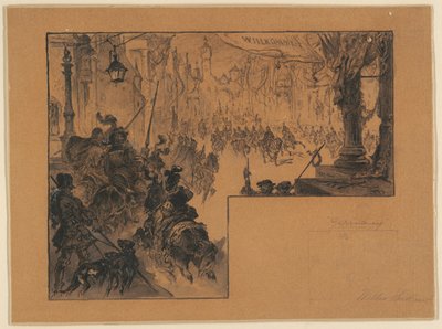 Illustration Showing the Triumphal Return of the German Army After the German-French War by Walter Shirlaw
