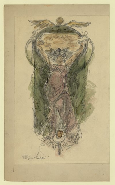 Study drawing for mural of woman, no. 1 by Walter Shirlaw