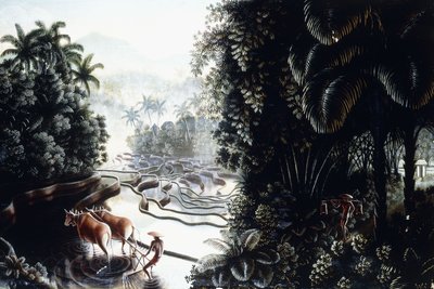 View across the Sawahs to Gunung Agung by Walter Spies