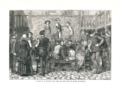 A Play in an Elizabethan London Inn Yard by Walter Thornbury
