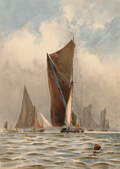 Barges on the Thames by Walter William May