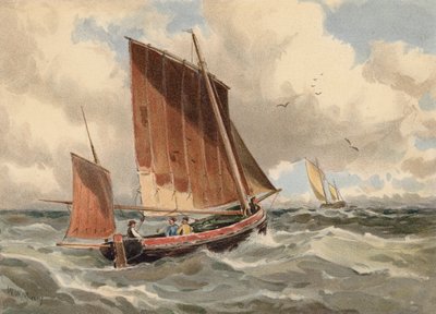 French Lugger Standing Out to Sea by Walter William May