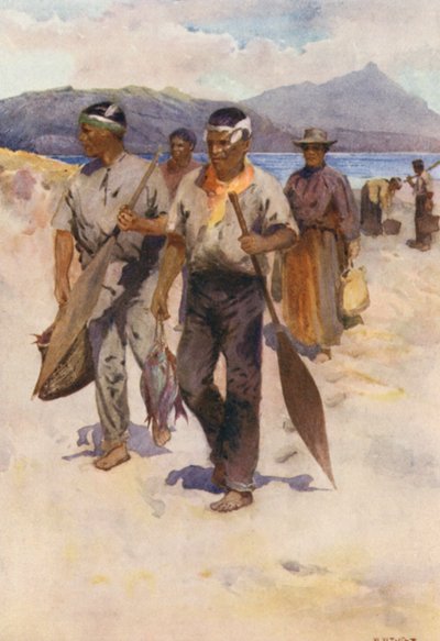 New Zealand: Maori Fishing Party by Walter Wright
