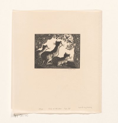 Three Cats in a Window Frame by Wanda Gág (signed by artist)