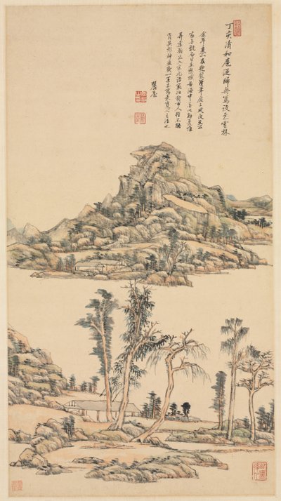 Landscape in the Color Style of Ni Zan by Wang Yuanqi