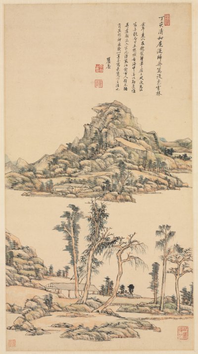 Landscape in the Color Style of Ni Zan by Wang Yuanqi