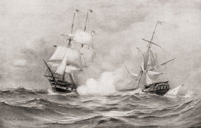 The combat between USS Constitution and HMS Guerriere, during The War of 1812 by Warren Sheppard