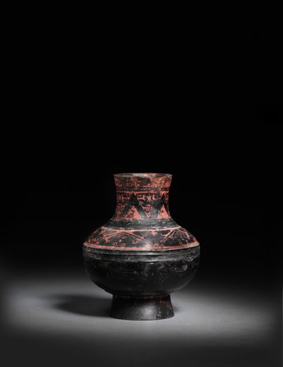 Small Red-Painted Black-Lacquered Black Pottery Jar, Hu by Warring States period Chinese School