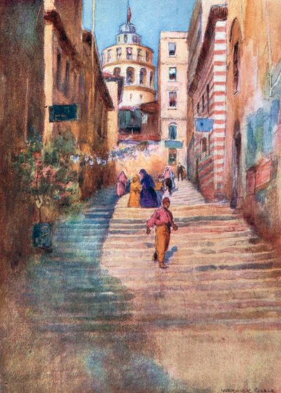 A Step Street in Galata by Warwick (after) Goble