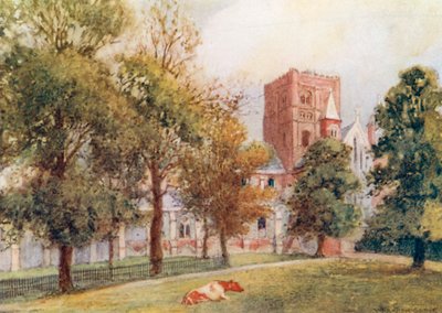 St Albans Cathedral: The Norman Tower by Warwick (after) Goble