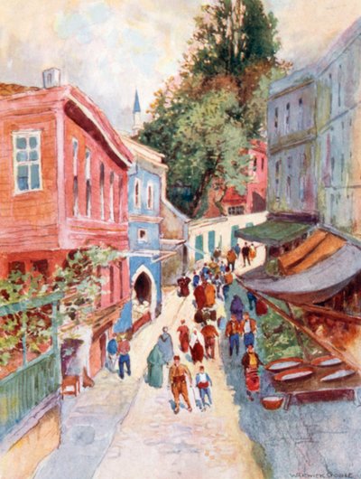Street Scene, Top-Khaneh by Warwick (after) Goble