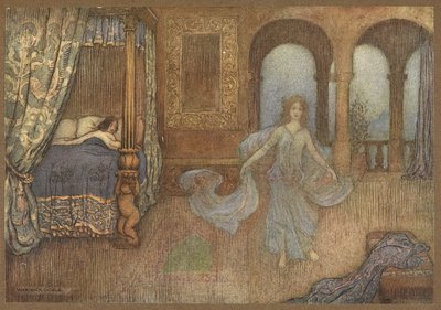 The Fairy appearing to the Prince, from The Myrtle by Warwick Goble