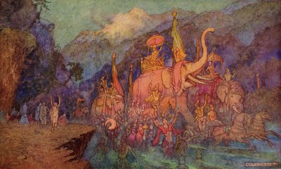 The Return of the Heroes Slain in the Battle of Eighteen Days, illustration from 