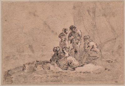 Group of Fisherfolk Beside the Sea Shore by Washington Allston
