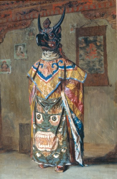 Lama in Holiday Dress at Pemyonchi Monastery in Sikkim by Wassili W. Werestschagin