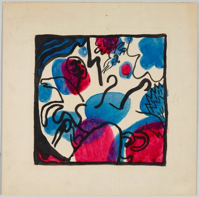 Design for the colour woodcut „Three Riders in Red, Blue and Black“ by Wassily Kandinsky