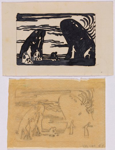 Design and Transfer Drawing for the Woodcut Sounds, p. 65 by Wassily Kandinsky