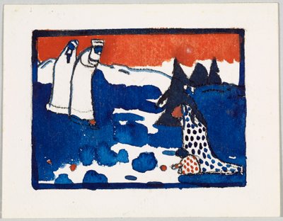 Design for "Encounter" (Figures and Child in a Landscape), also called "Landscape with Encountering Figures and Child" by Wassily Kandinsky