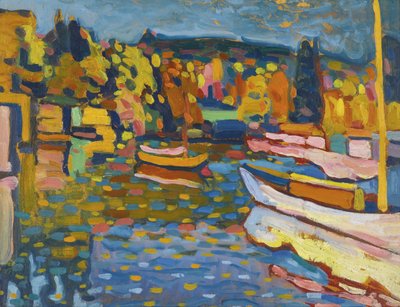 Study of Landscape in Autumn with Boats by Wassily Kandinsky